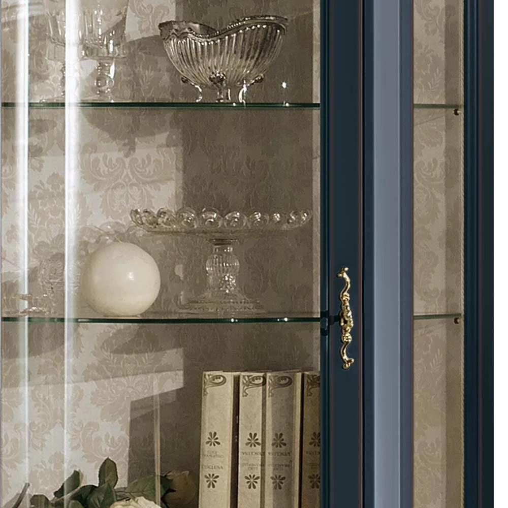 1-türige Barock Vitrine In Dunkelblau & Gold - Otaligo – Bild 3