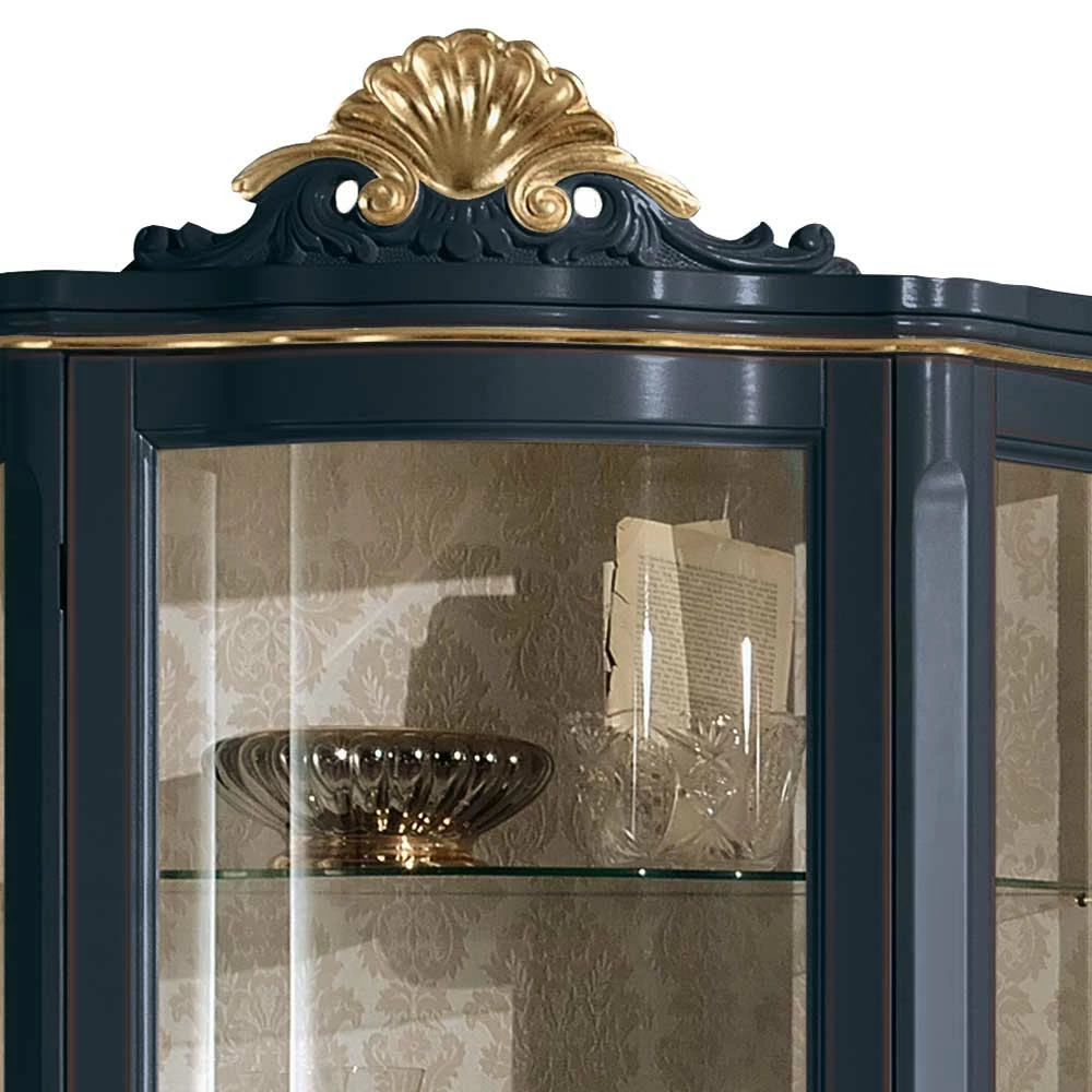 1-türige Barock Vitrine In Dunkelblau & Gold - Otaligo – Bild 4