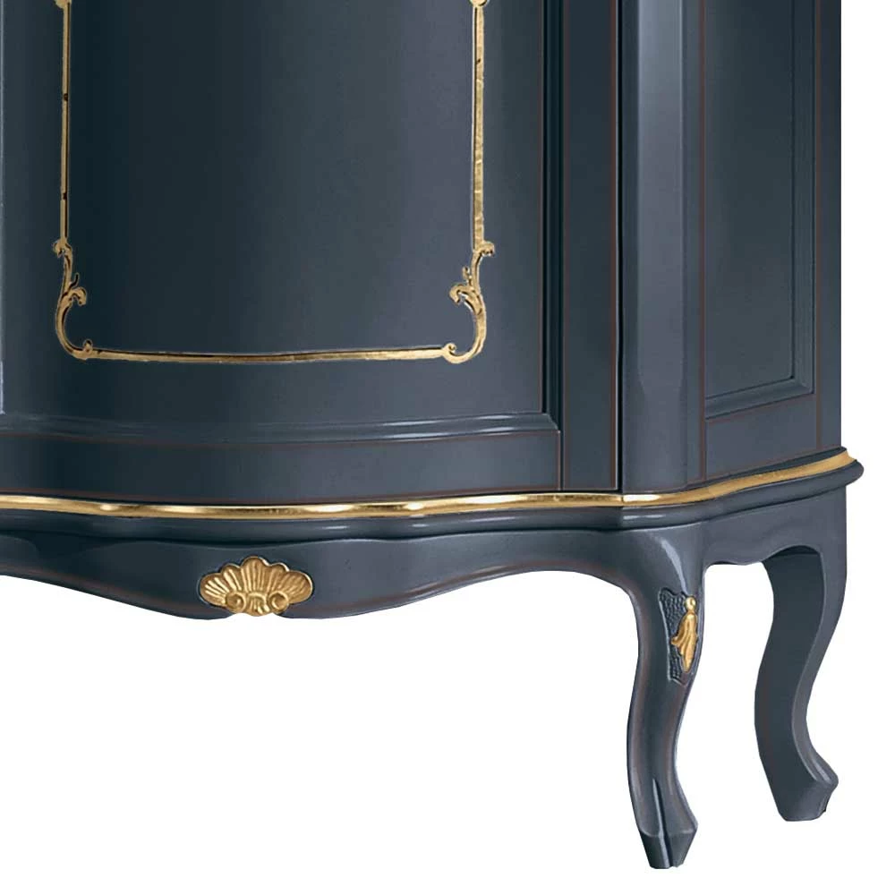 1-türige Barock Vitrine In Dunkelblau & Gold - Otaligo – Bild 5
