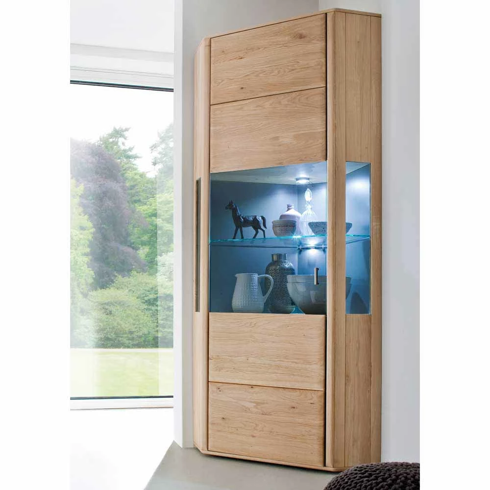 1-türige Eck-Vitrine In Eiche Bianco - Vernella – Bild 2