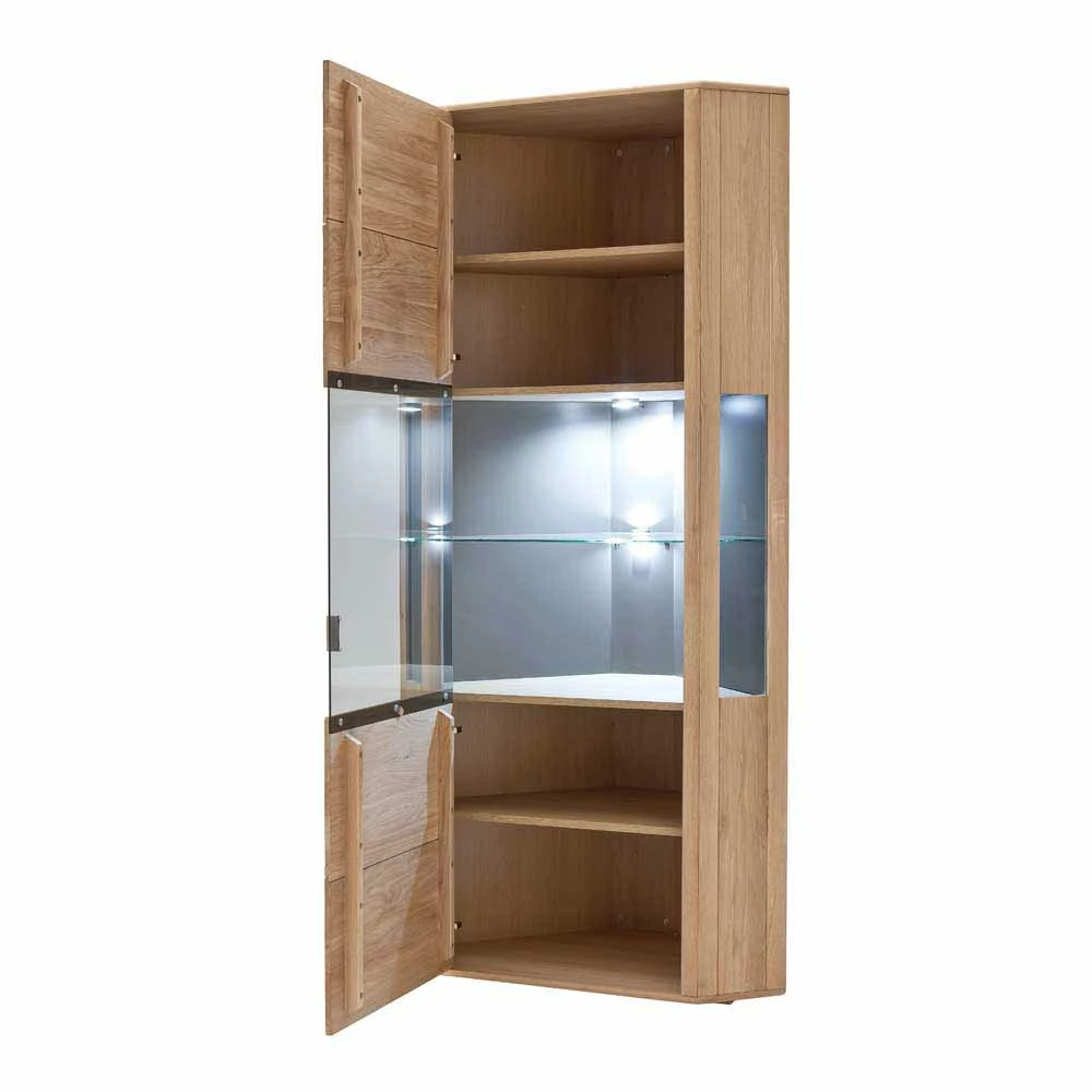 1-türige Eck-Vitrine In Eiche Bianco - Vernella – Bild 3