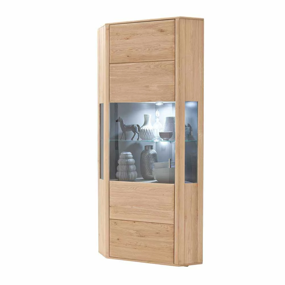 1-türige Eck-Vitrine In Eiche Bianco - Vernella