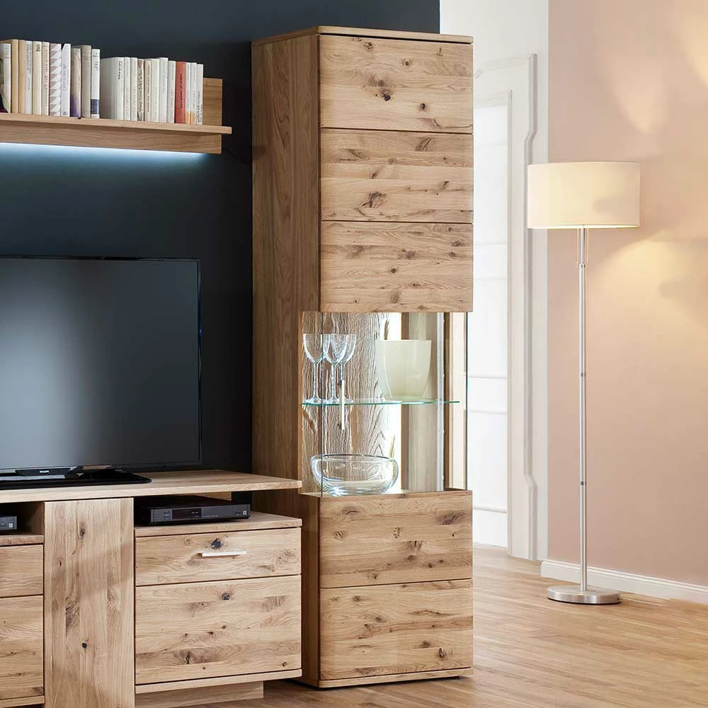 1-türige Schrank Vitrine Aus Massivholz - Crokas – Bild 2