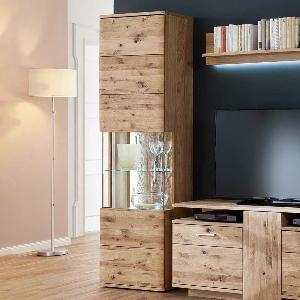 1-türige Schrank Vitrine Aus Massivholz - Crokas – Bild 3