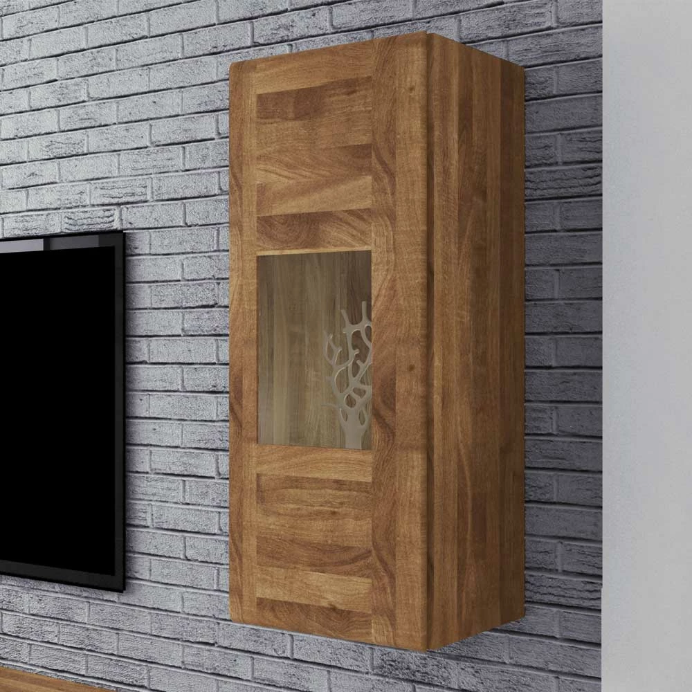 1 Türiger Vitrine Vaskov Aus Wildeiche Massivholz – Bild 2