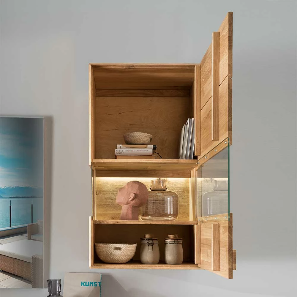 1-türiger Wohnzimmer Hängeschrank Mit Glas & LED - Xeddos – Bild 3