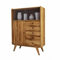 100x143x50 Mid Century Schrank Mit Glas Türen - Hardus I