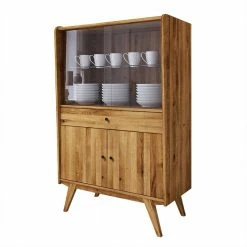 100x154x50 Retro Vitrinenschrank Aus Wildeiche - Hardus