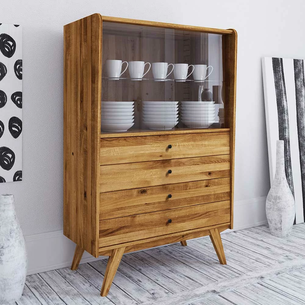 100x154x50 Wildeiche Schrank Mit Zwei Glastüren - Hardus – Bild 3