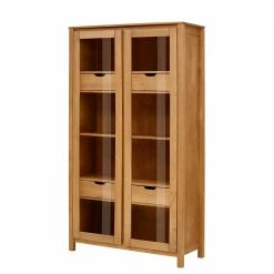 100x180x40 Holz Vitrine Aus Kiefer Mit Doppeltür - Calinesta