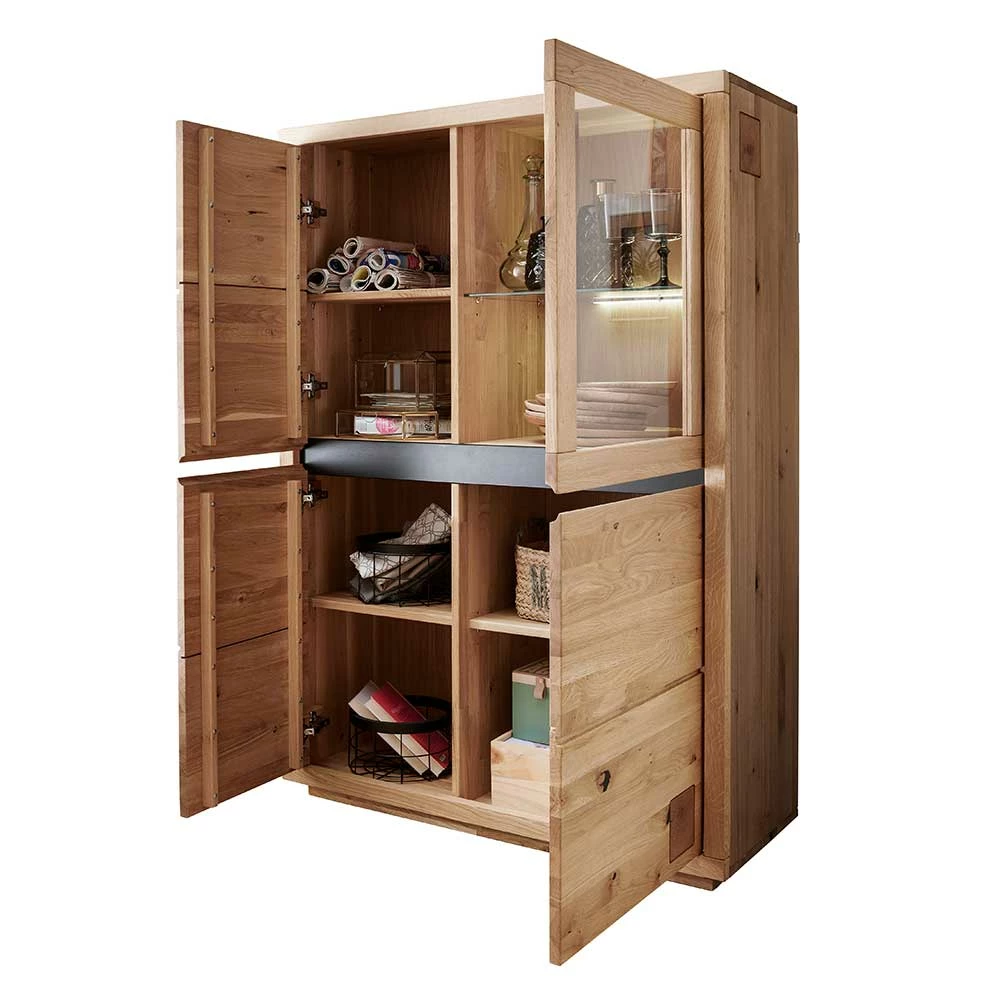 103x148x40 Modernes Holz-Highboard Mit Glaseinsatz - Embleys – Bild 3