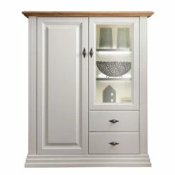 113x134x45 Landhaus Highboard Mit Glas-Einsatz - Henry