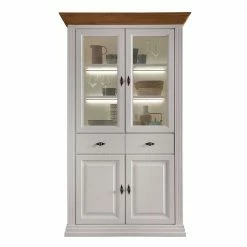 116x199x45 Landhaus Vitrinenschrank In Weiß - Henry