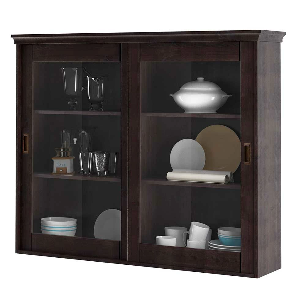 124x100x28 Schrank Mit Glastüren In Wenge - Terus – Bild 2