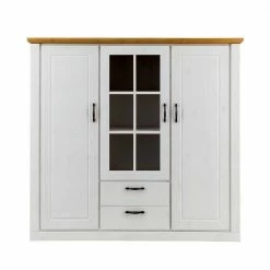 144x135x42 Landhaus Schrank In Weiß & Kiefer - Nuita