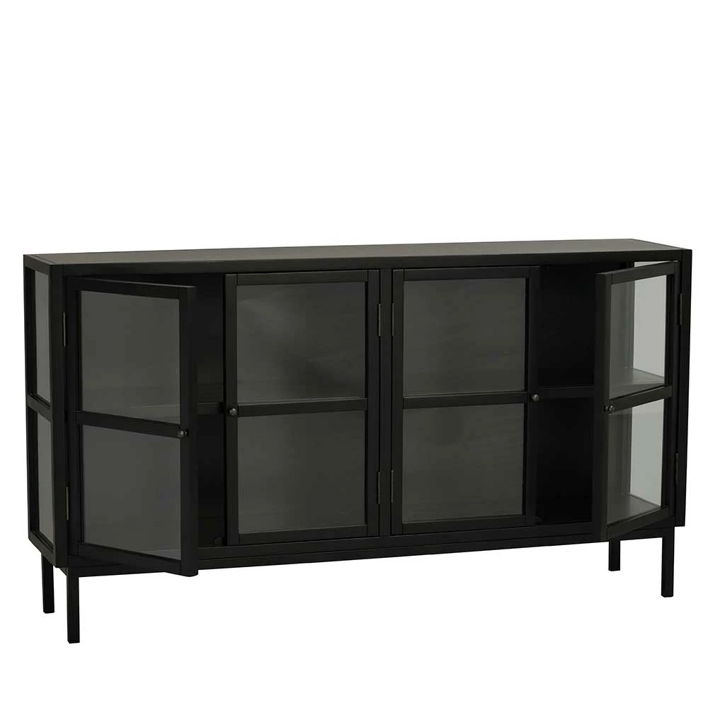 160x88x36 Glastüren Sideboard In Schwarz - Zilova – Bild 4
