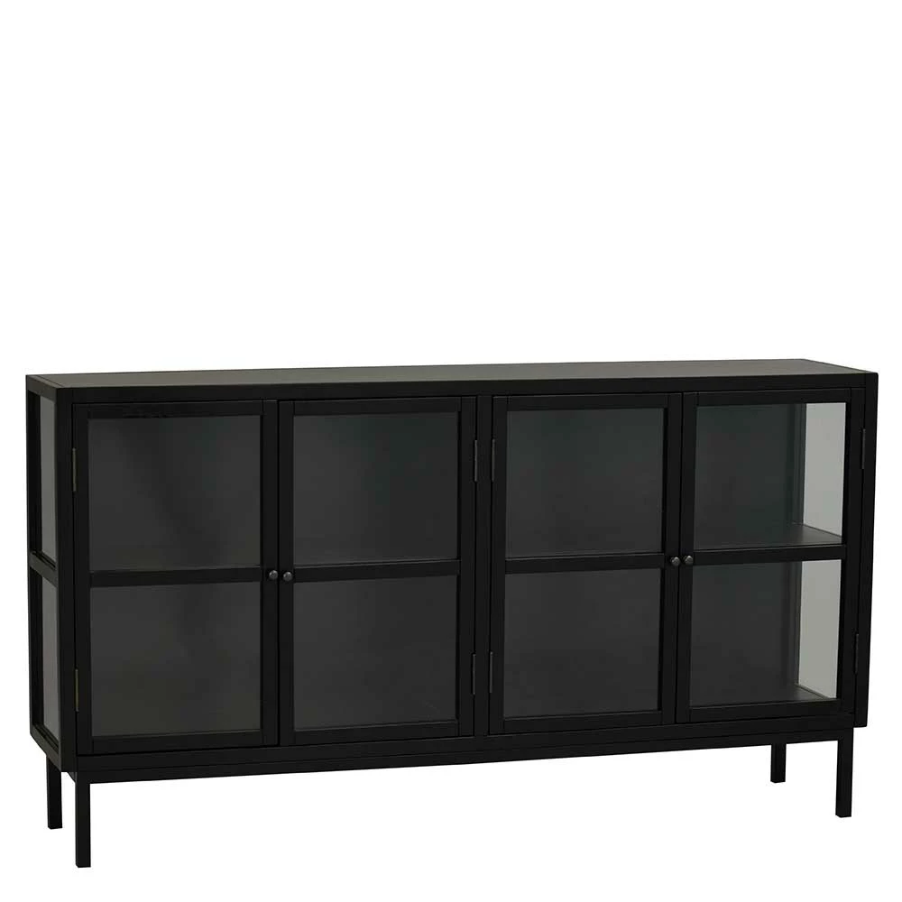 160x88x36 Glastüren Sideboard In Schwarz - Zilova