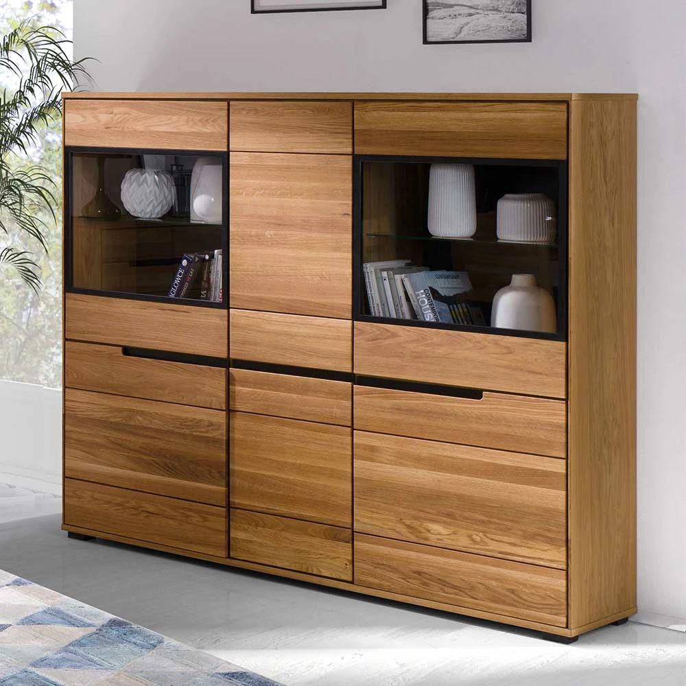 162x148x42 Wohnzimmer Schrank Mit Glas EinsĂ€tzen - Sennya I â Bild 2