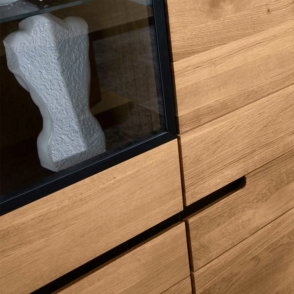 162x148x42 Wohnzimmer Schrank Mit Glas EinsĂ€tzen - Sennya I â Bild 6