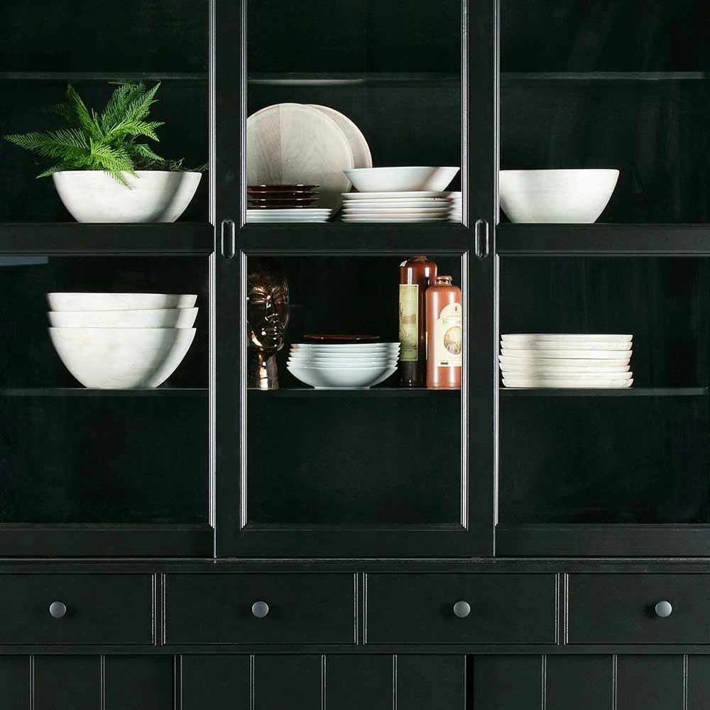 166x215x48 Buffetschrank In Schwarz Kiefer - Nariosca – Bild 6