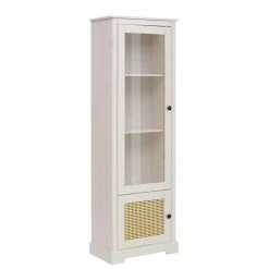 180 Cm Hohe Landhausvitrine In Weiß Mit Beige - Isvair I