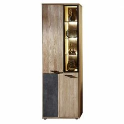2-tüiger Wohnzimmerschrank Mit Glaseinsatz - Wokenva I