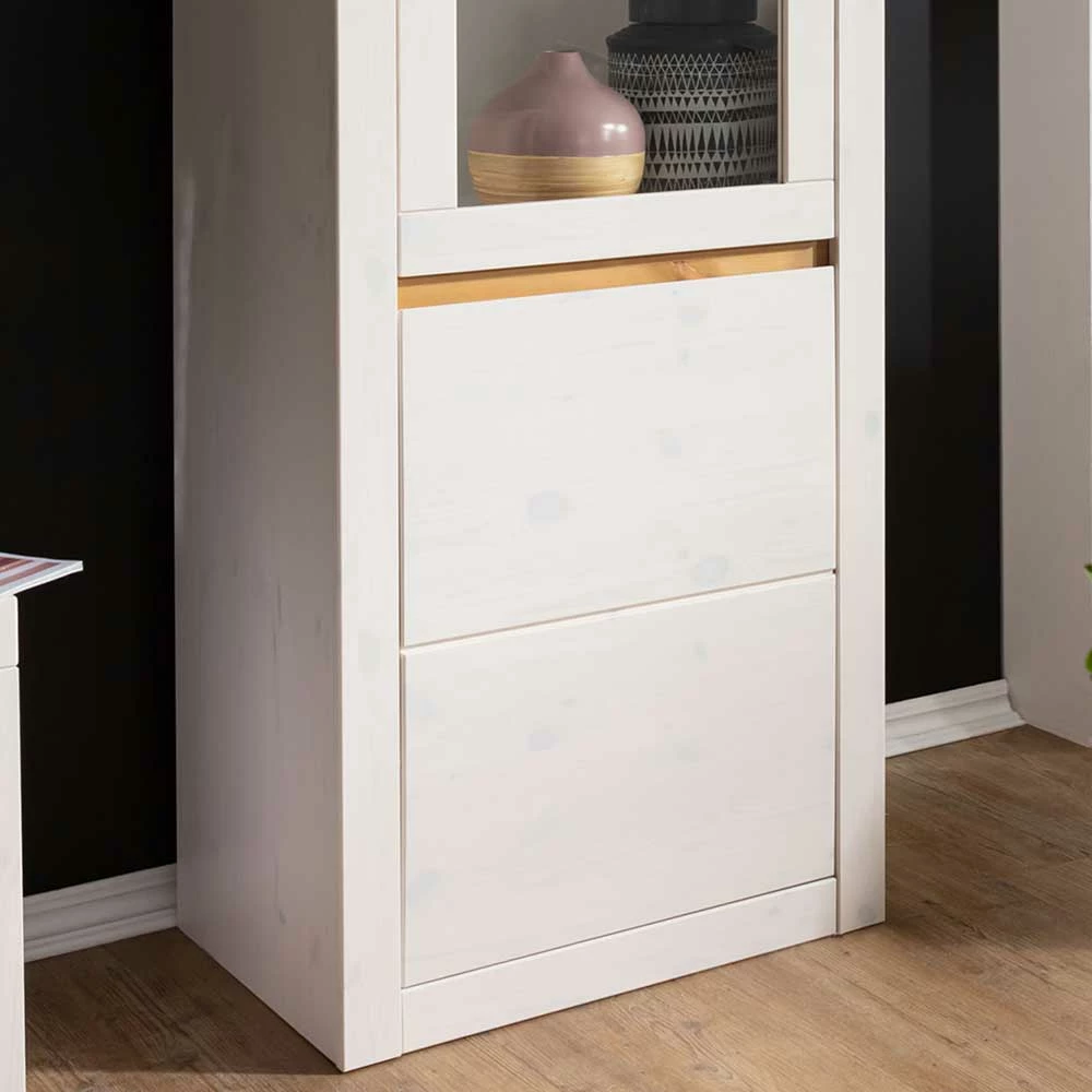 2-türiger Vitrinenschrank In Weiß & Eiche - Meuvrun I – Bild 5