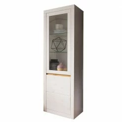 2-türiger Vitrinenschrank In Weiß & Eiche - Meuvrun I