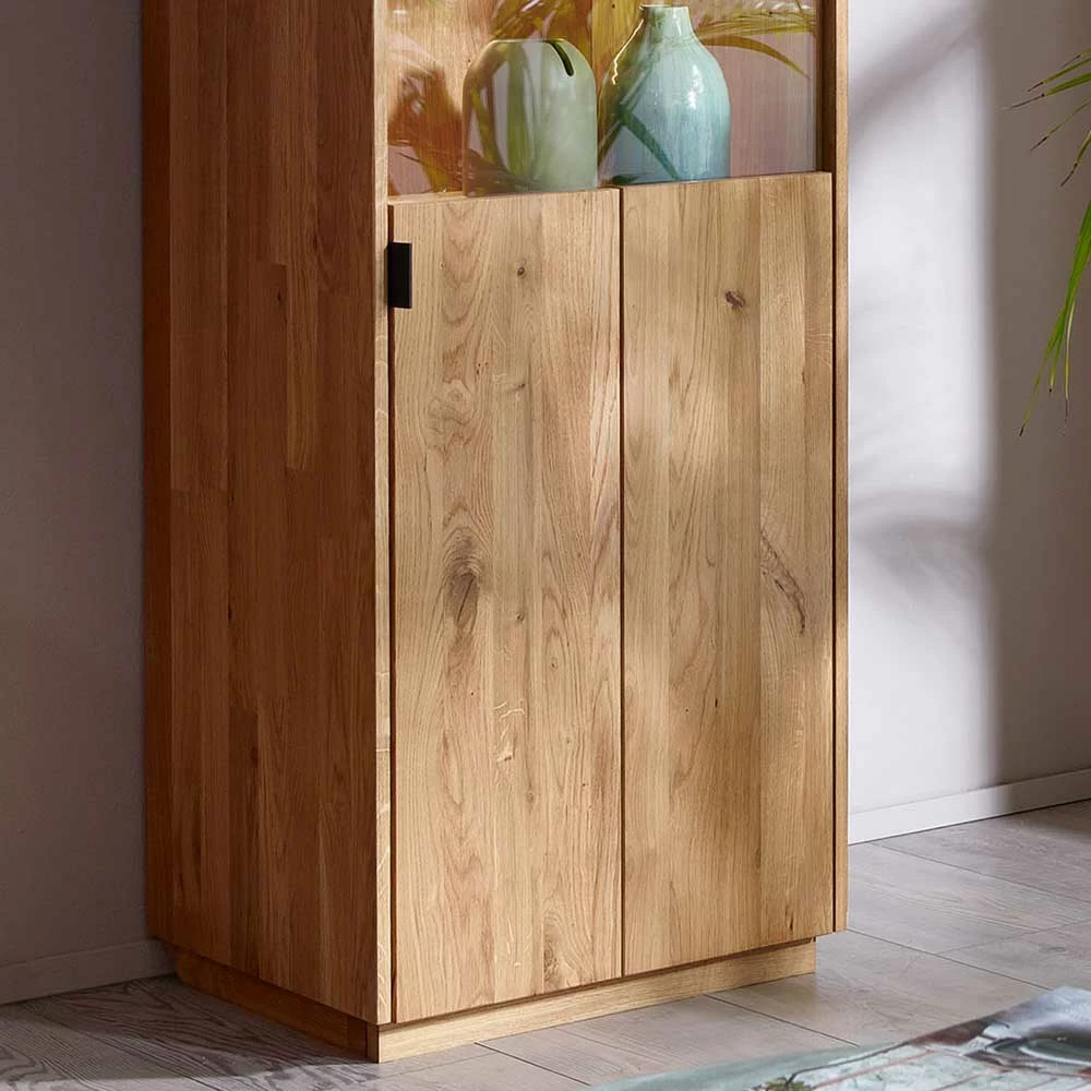 50x200x40 Hoher Wohnzimmerschrank Mit Glas - Varzado – Bild 4