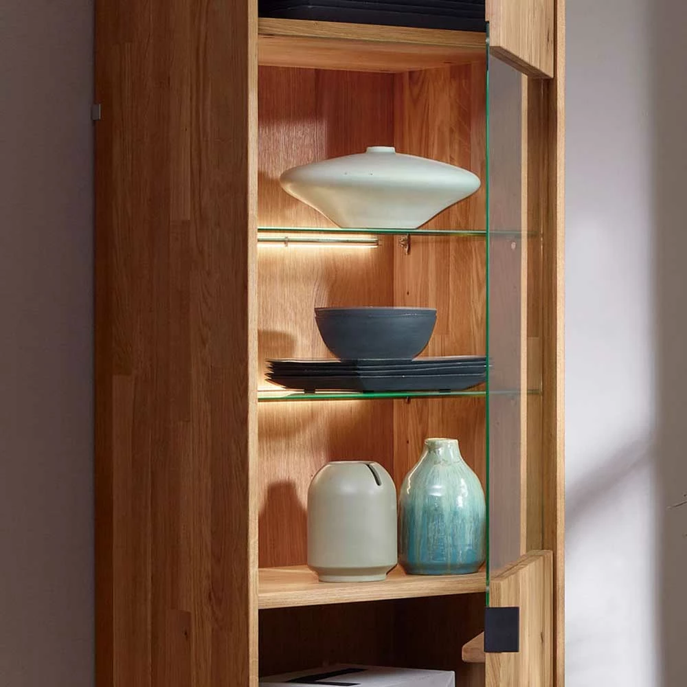 50x200x40 Hoher Wohnzimmerschrank Mit Glas - Varzado – Bild 6