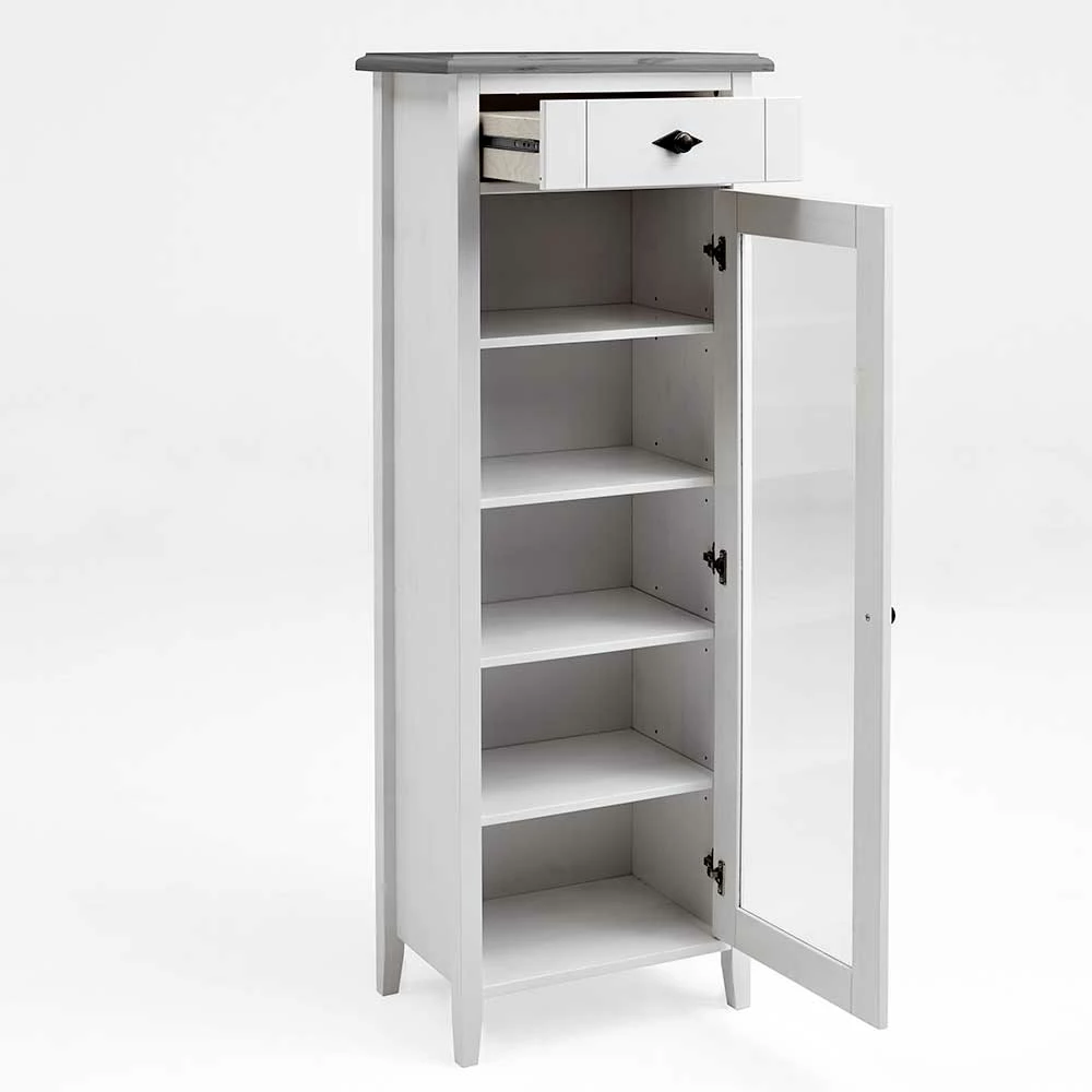 55x149x35 Cm Badezimmer Vitrine In Weiß & Grau - Mirandesca – Bild 3