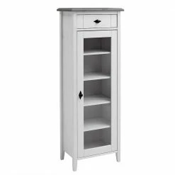 55x149x35 Cm Badezimmer Vitrine In Weiß & Grau - Mirandesca