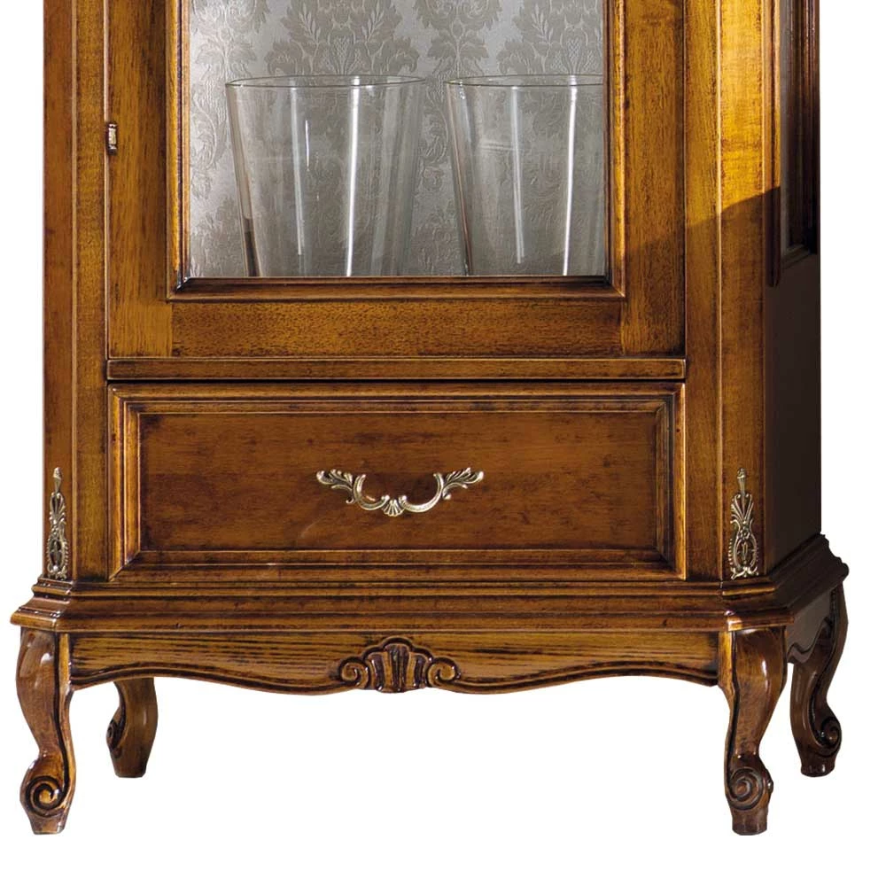 58x184x35 Italienische Vitrine In Nussbaum - Carlenna – Bild 3