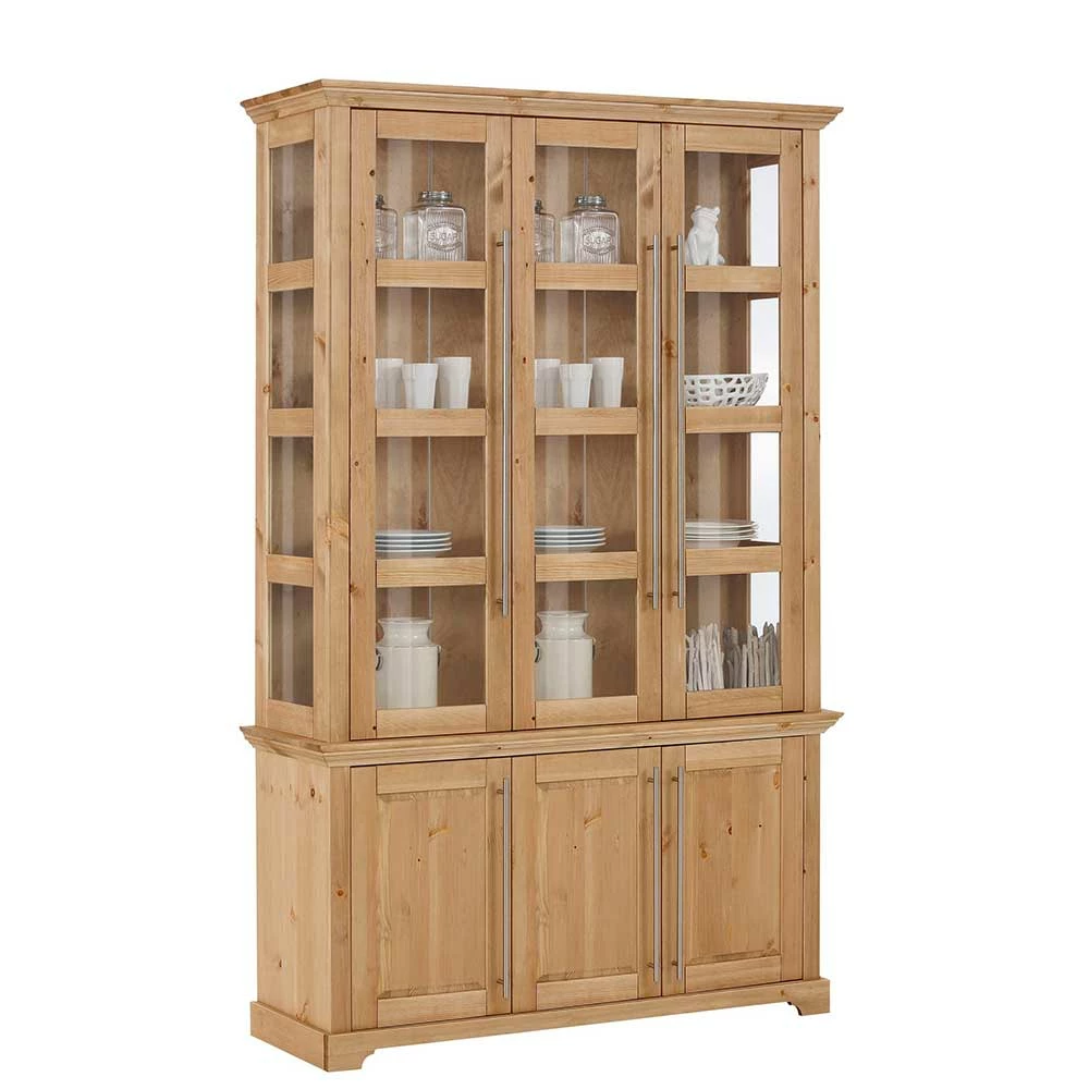 6-türiger Vitrinenschrank Aus Kiefer Massiv - Noellisa – Bild 2