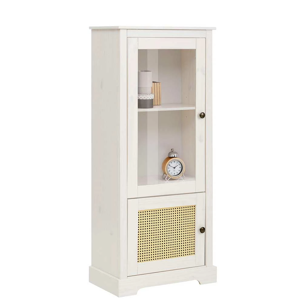 60x140x35 Landhaus Vitrine In Weiß & Beige - Isvair – Bild 2