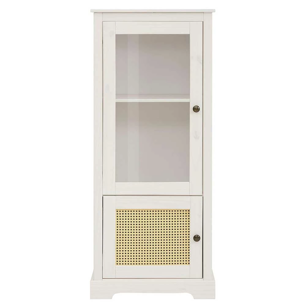 60x140x35 Landhaus Vitrine In Weiß & Beige - Isvair – Bild 3