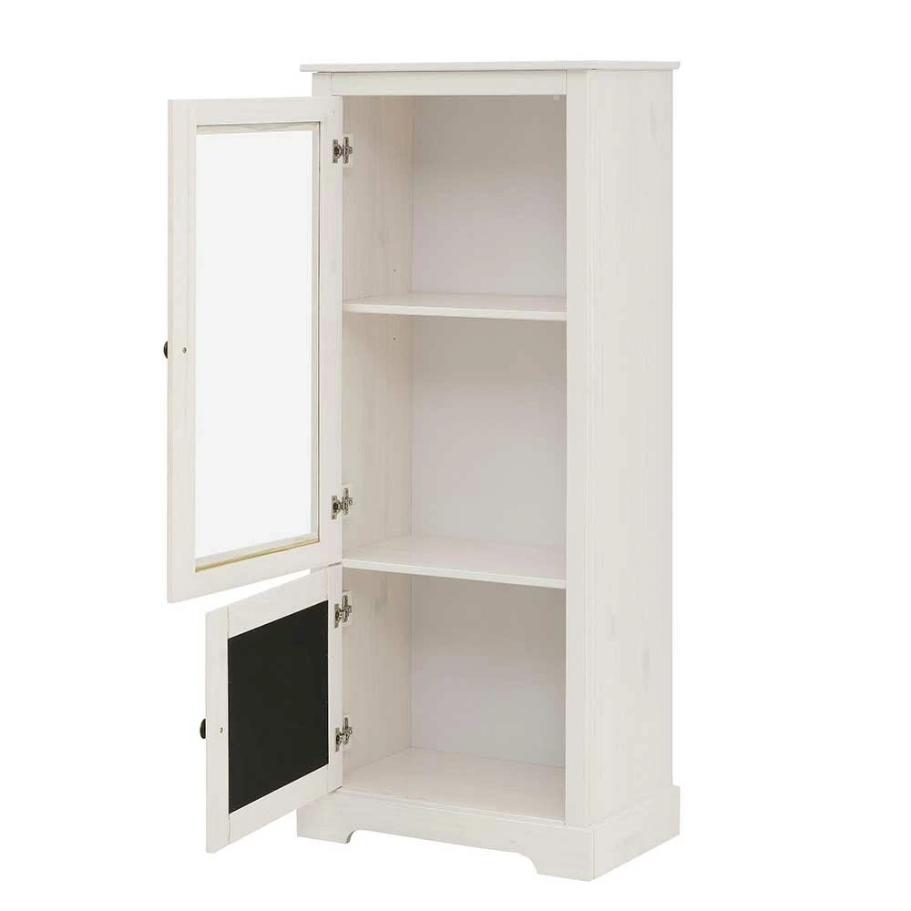 60x140x35 Landhaus Vitrine In Weiß & Beige - Isvair – Bild 4