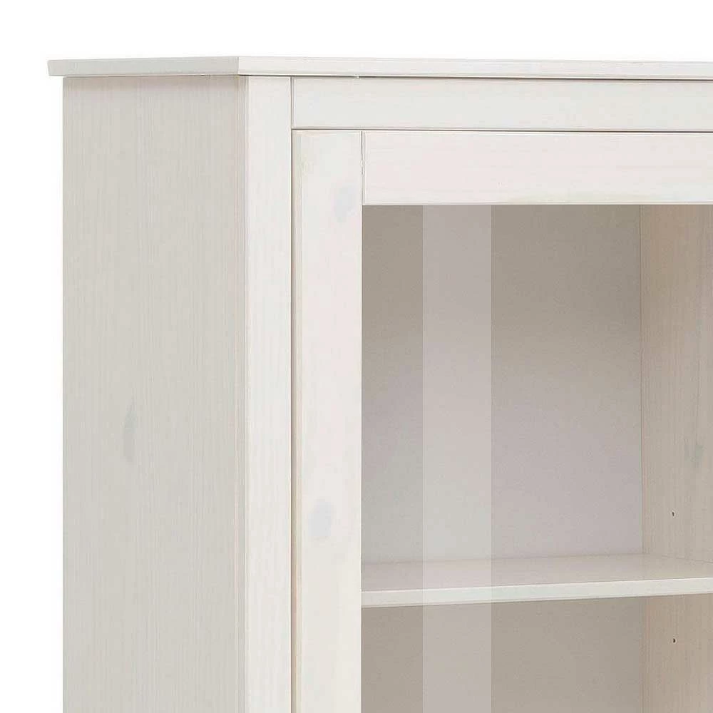 60x140x35 Landhaus Vitrine In Weiß & Beige - Isvair – Bild 5