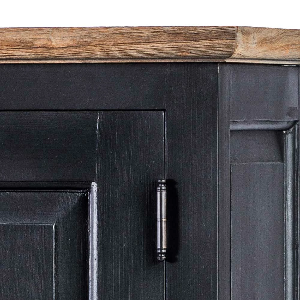 61x180x42 Wohnzimmer Schrank In Schwarz & Teak - Niovan – Bild 5