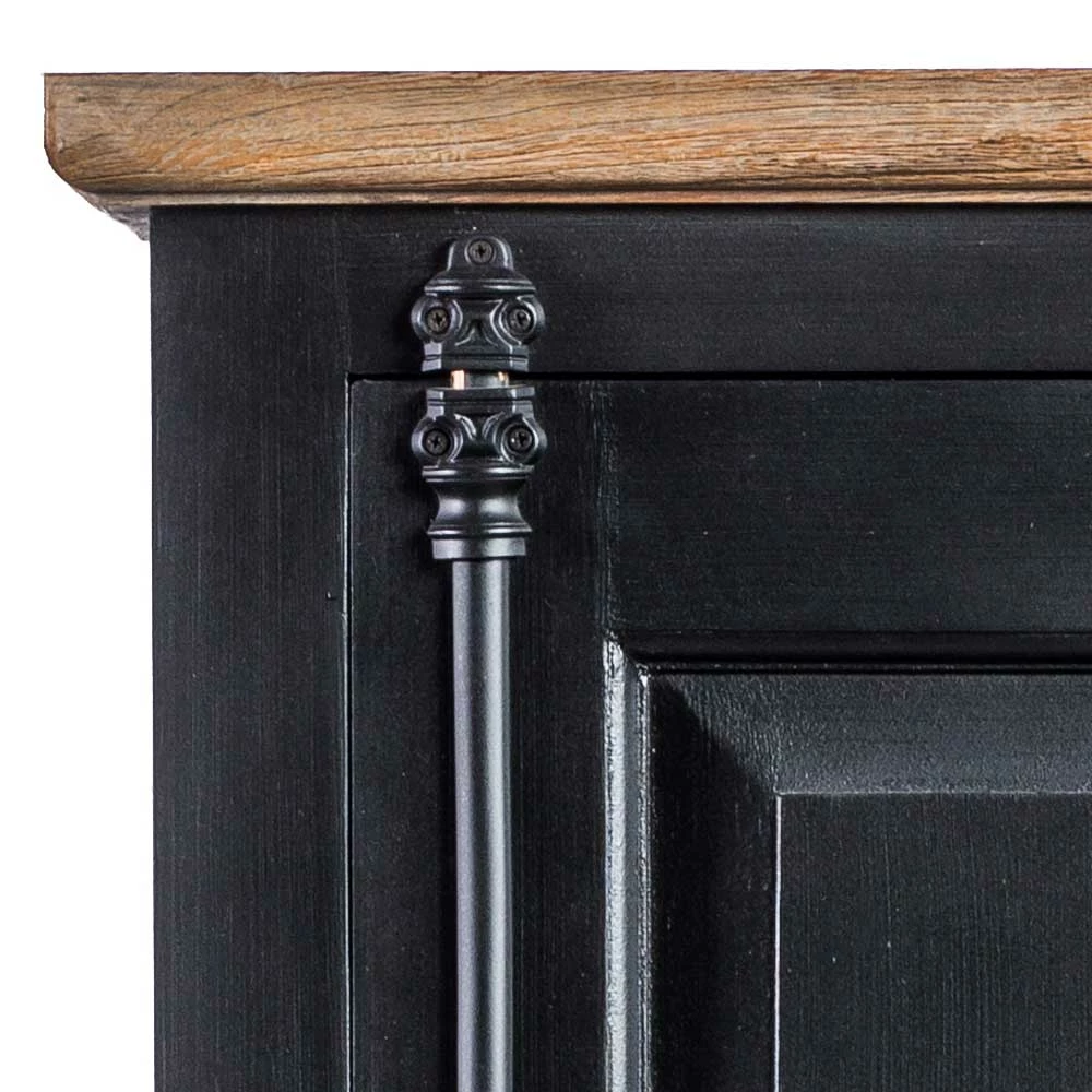 61x180x42 Wohnzimmer Schrank In Schwarz & Teak - Niovan – Bild 6