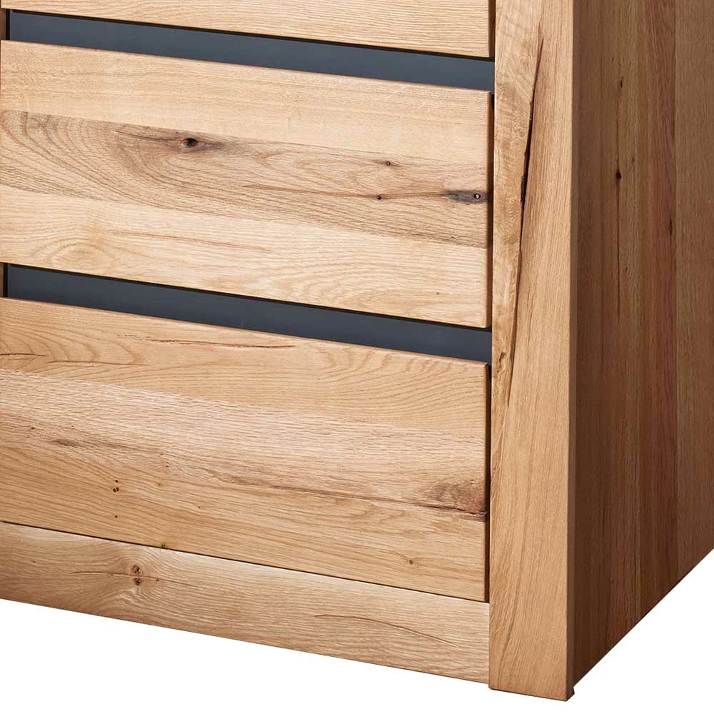 62x190x42 Massivholzschrank Mit Glastür & Schubladen - Nescavan – Bild 4