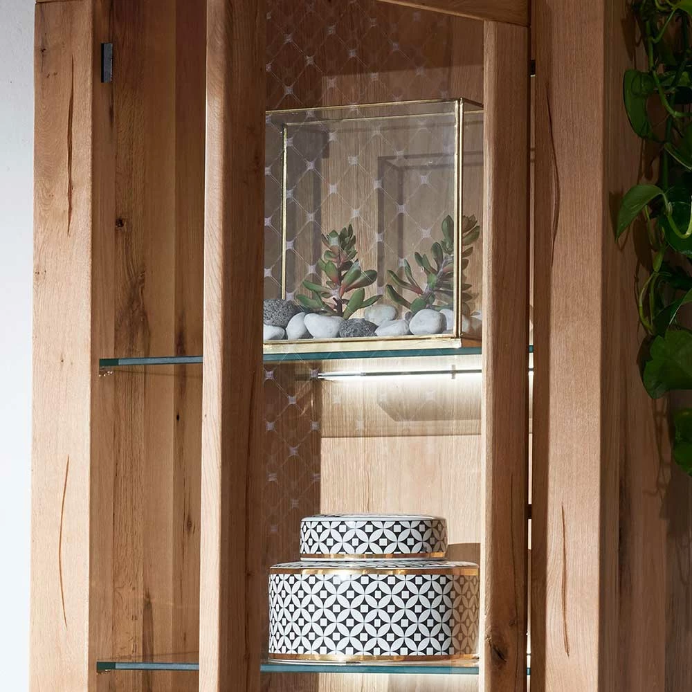 62x190x42 Massivholzschrank Mit Glastür & Schubladen - Nescavan – Bild 5