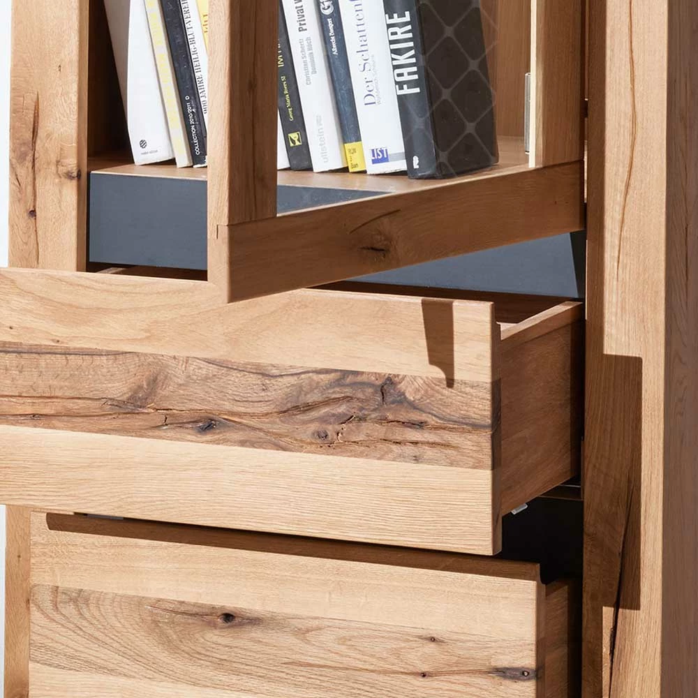 62x190x42 Massivholzschrank Mit Glastür & Schubladen - Nescavan – Bild 6