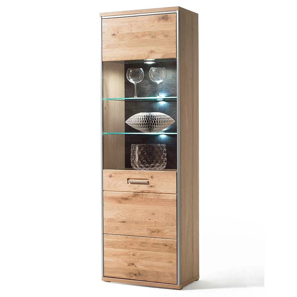 64x201x39cm Vitrine In Eiche Bianco & Silber - Hannica – Bild 2