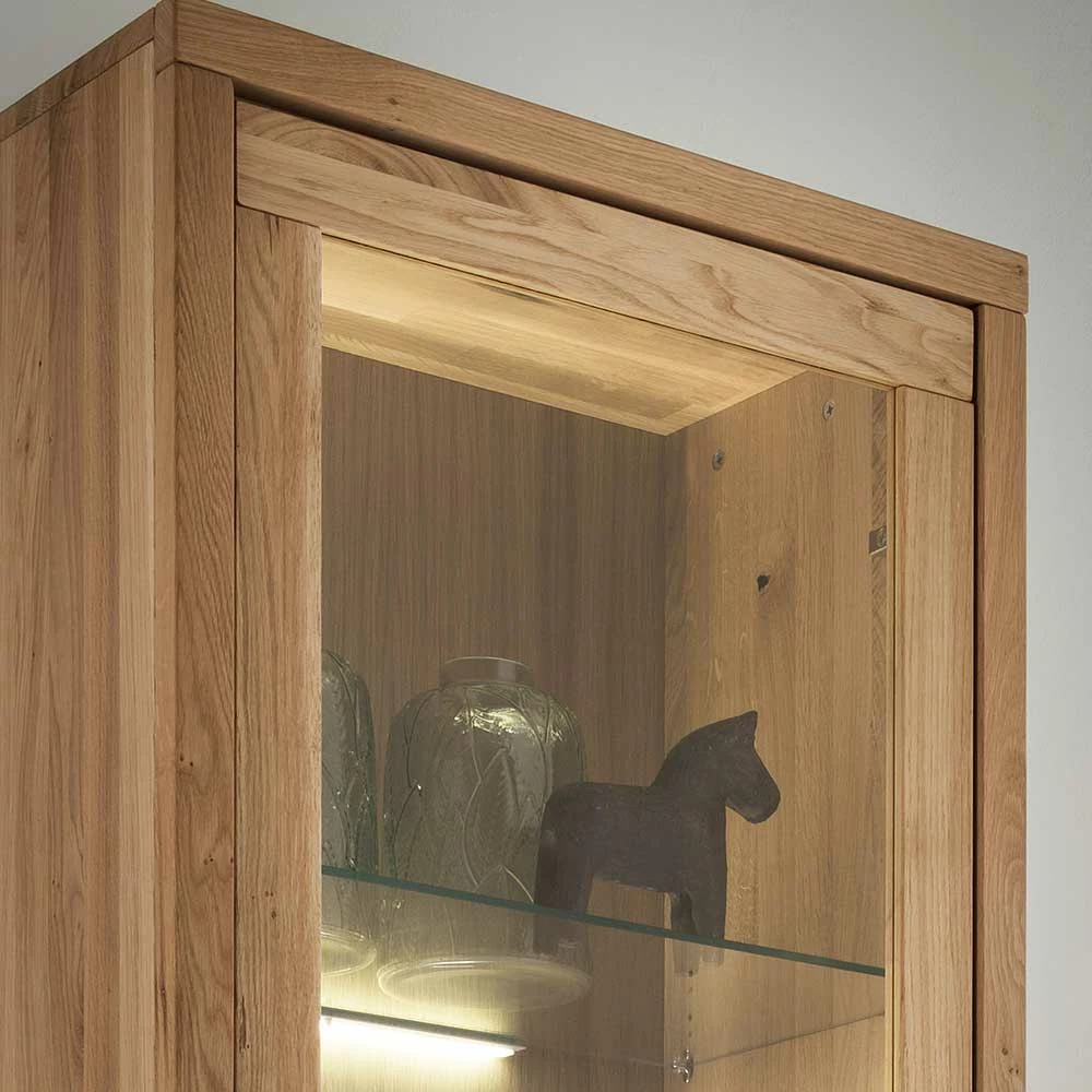 65x205x40 Echtholz Vitrine Aus Wildeiche - Embleys – Bild 4