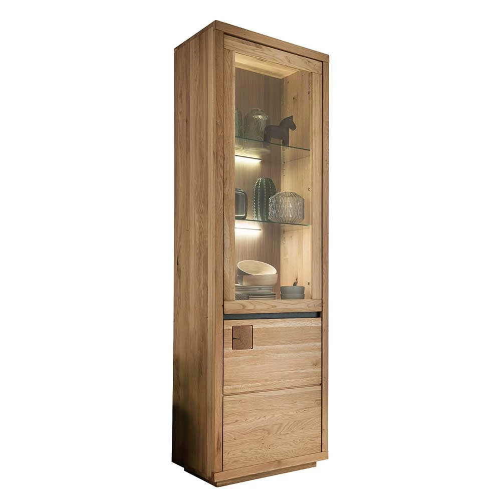 65x205x40 Echtholz Vitrine Aus Wildeiche - Embleys