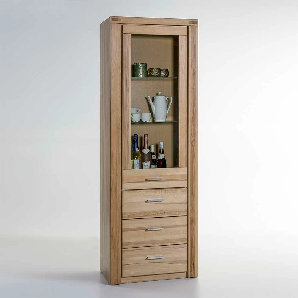 68cm Breiter Vitrinenschrank In Kernbuche - Uhelia 4 68cm Breiter Vitrinenschrank In Kernbuche - Uhelia – Bild 2