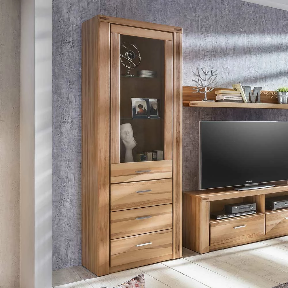 68cm Breiter Vitrinenschrank In Kernbuche - Uhelia 5 68cm Breiter Vitrinenschrank In Kernbuche - Uhelia – Bild 3
