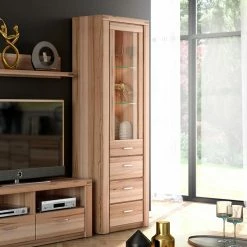68cm Breiter Vitrinenschrank In Kernbuche - Uhelia 11 68cm Breiter Vitrinenschrank In Kernbuche - Uhelia -Otaligo-shop 68cm breiter vitrinenschrank in kernbuche mit glastuer 3 schubladen uhelia 03