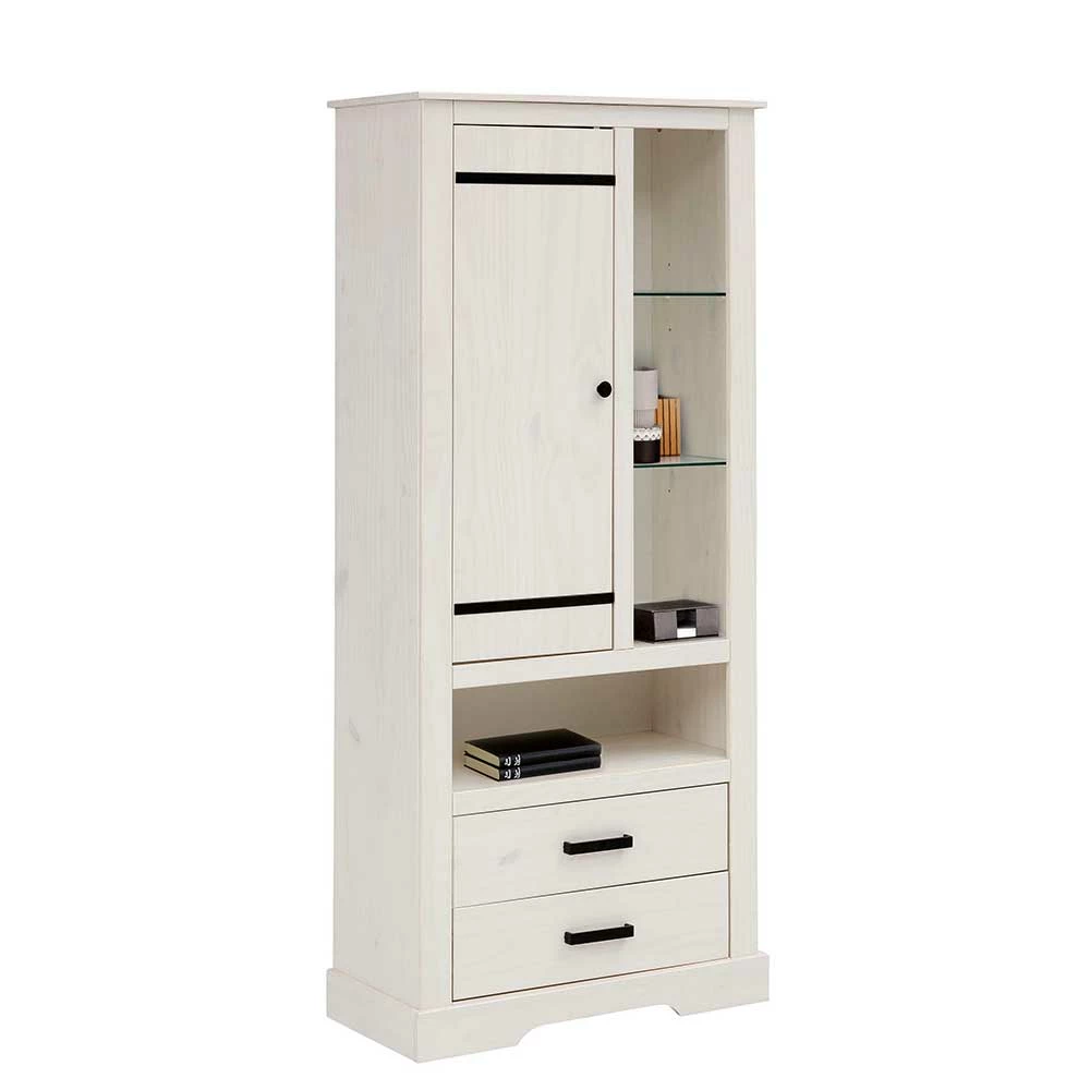 75x170x35 Cm Landhaus Schrank In Weiß - Manduza – Bild 2